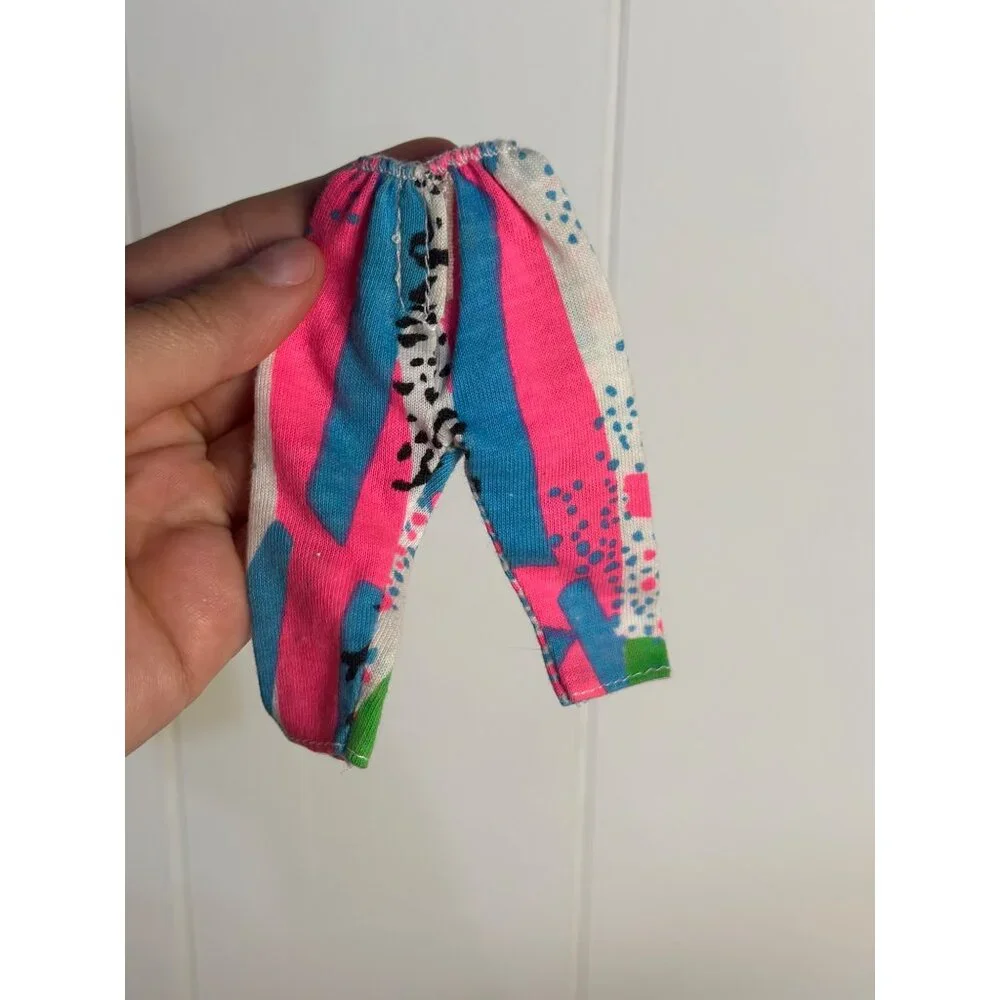 VTG 1980 Barbie Jazzy Abstract Capri Pants Pink Blue Retro Doll Fashion Colorful